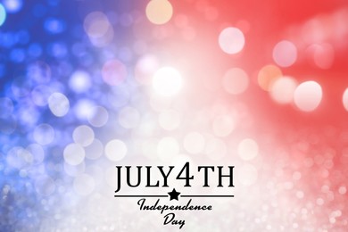 Image of 4th of July - Independence Day of USA. Blurred view of glitters in colors of American national flag, bokeh effect 