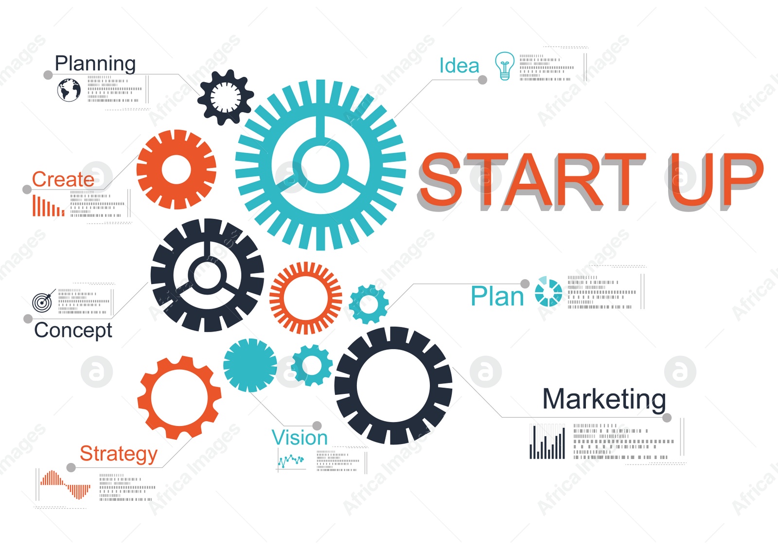 Illustration of Startup business concept.  marketing plan