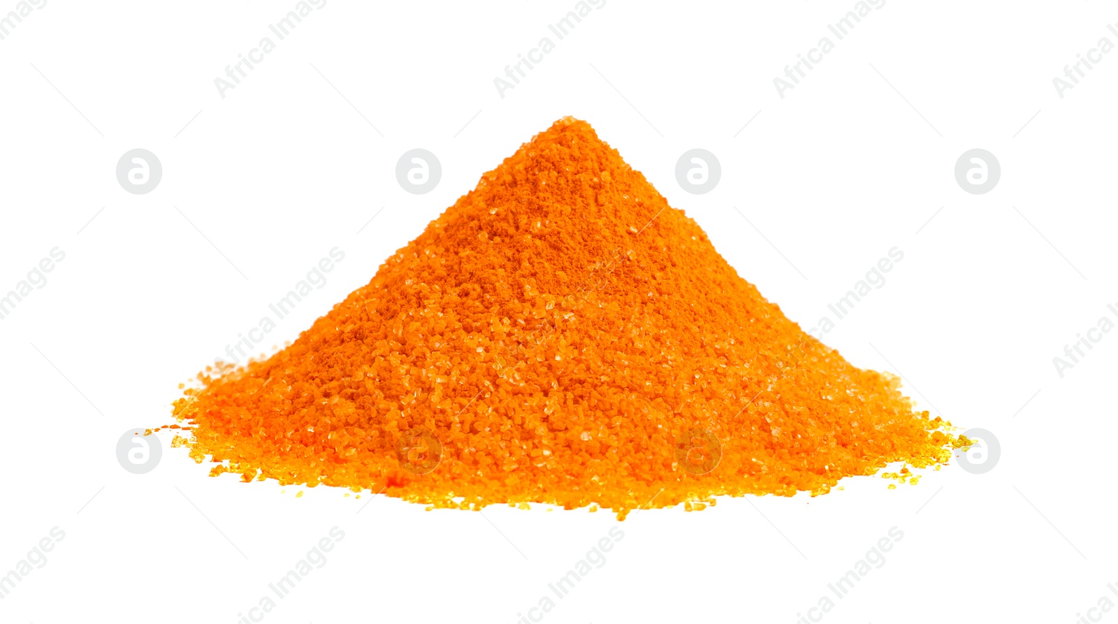 Photo of Heap of orange food coloring isolated on white