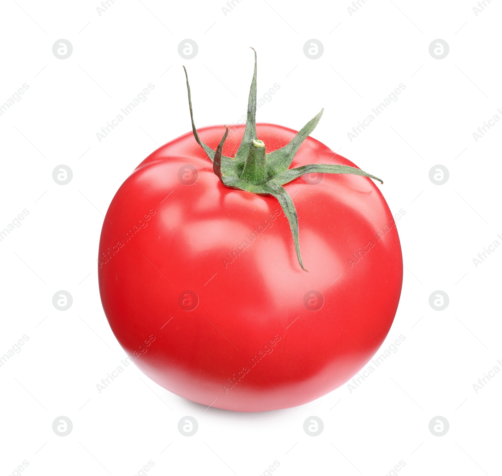 Photo of One red ripe tomato isolated on white