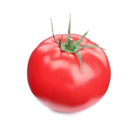 One red ripe tomato isolated on white