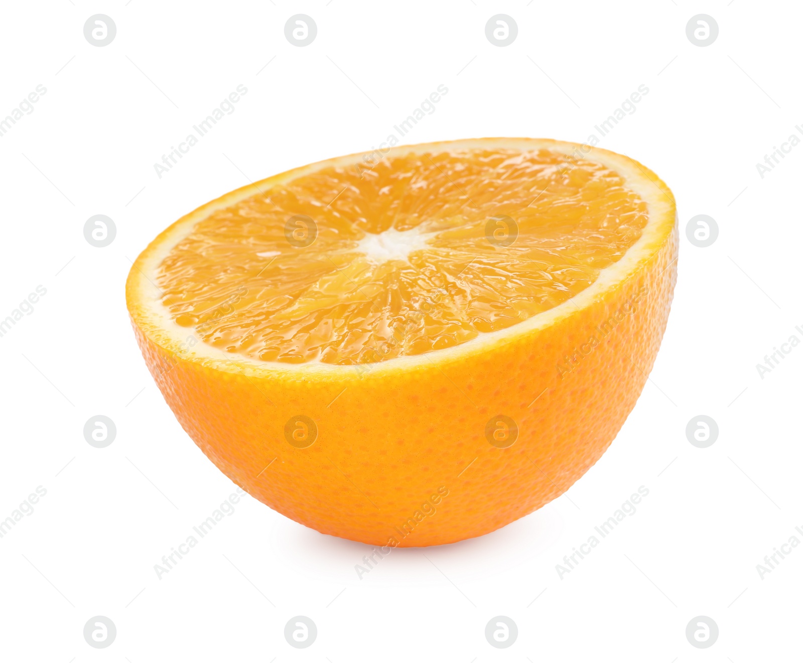 Photo of Half of fresh ripe orange isolated on white