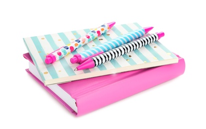 Photo of Set of colorful school stationery on white background