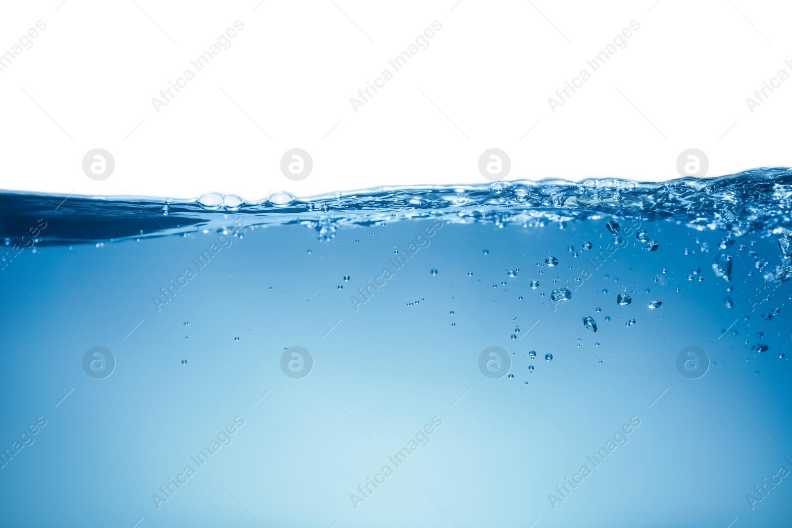 Photo of Clear blue water wave on white background