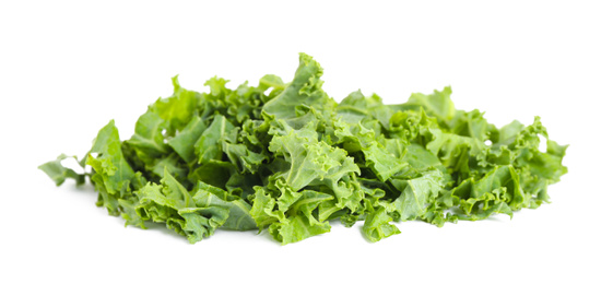 Photo of Fresh green kale leaves isolated on white