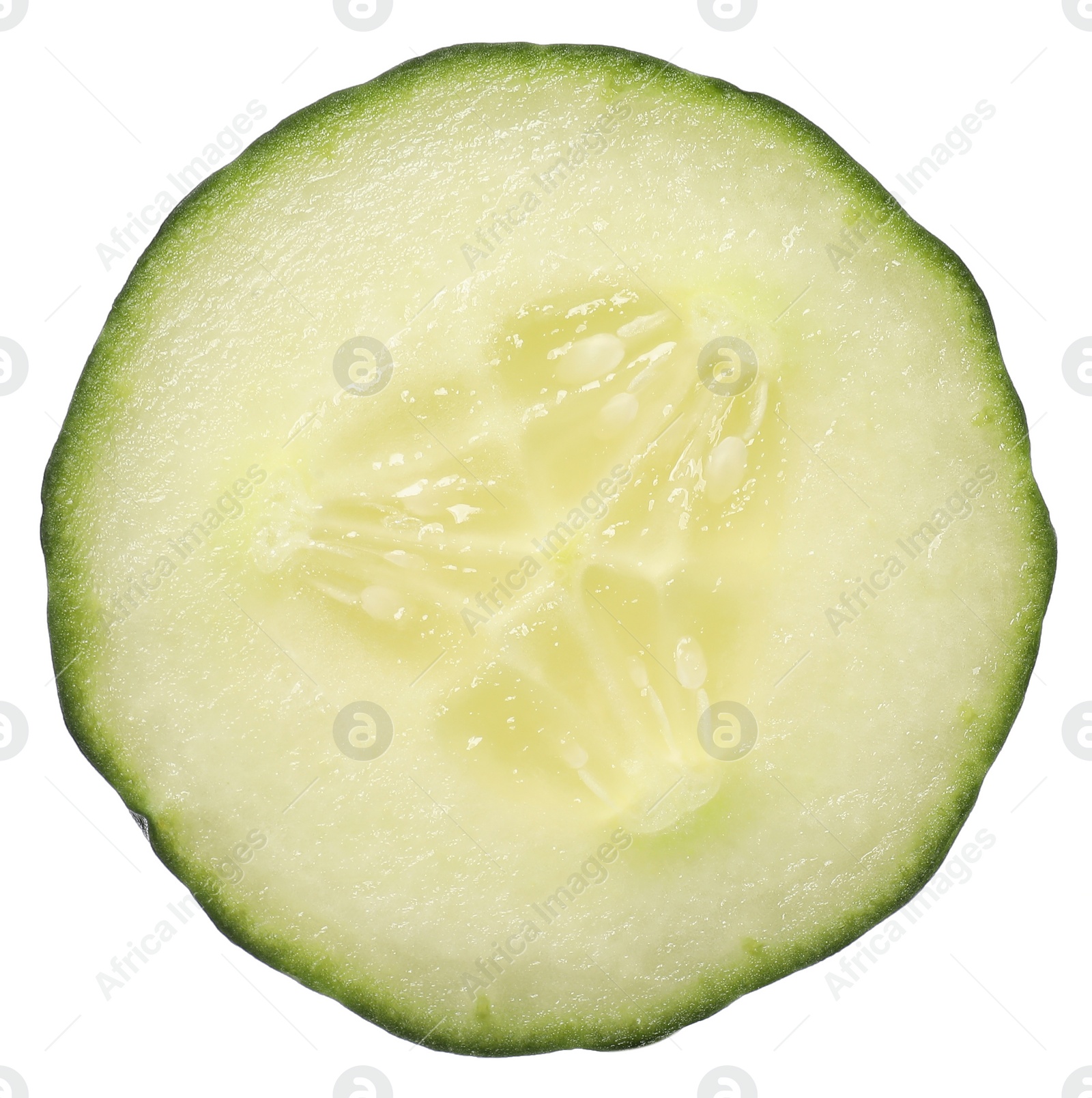 Photo of Slice of fresh cucumber isolated on white