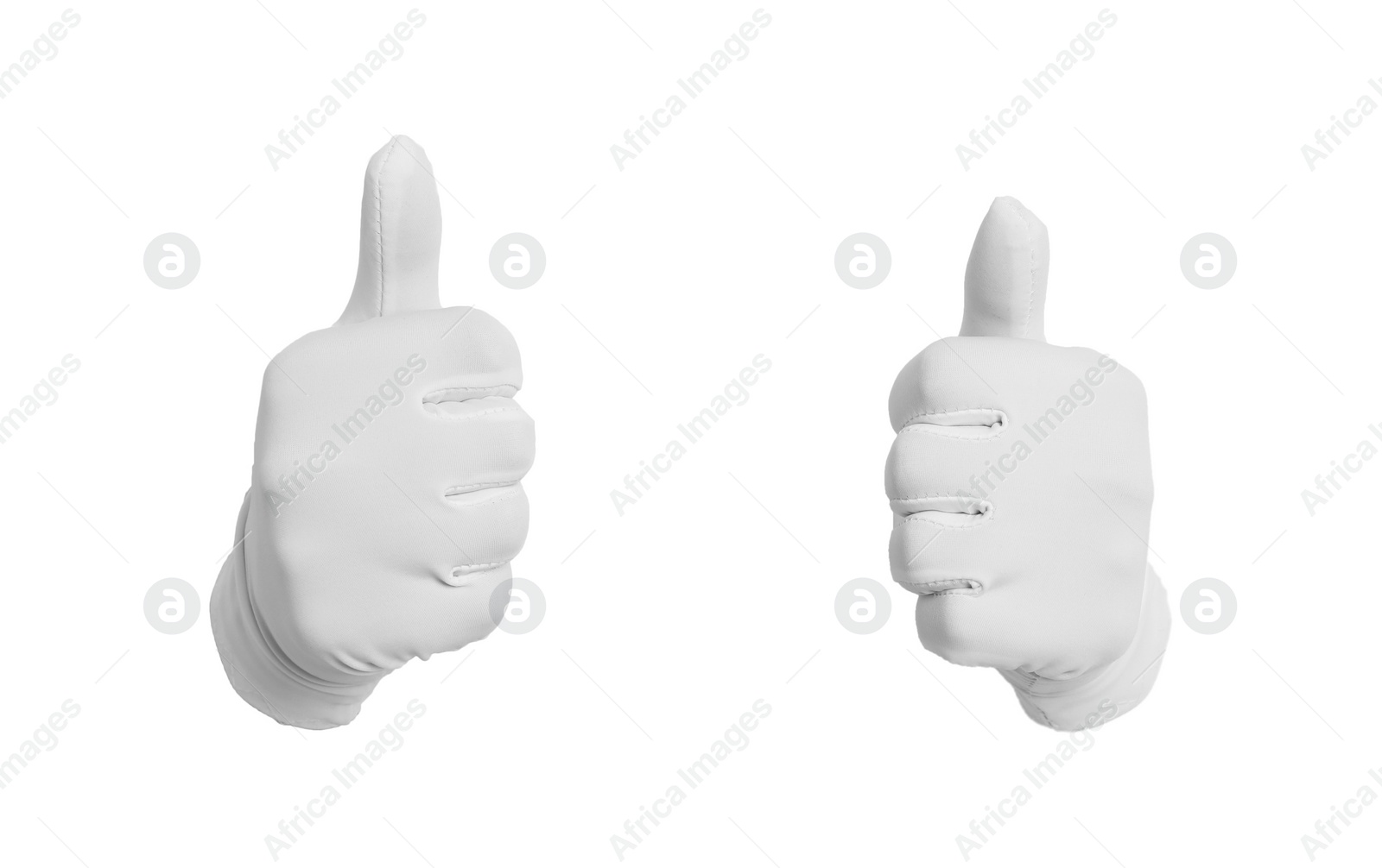 Photo of Magician showing thumbs up on white background, closeup