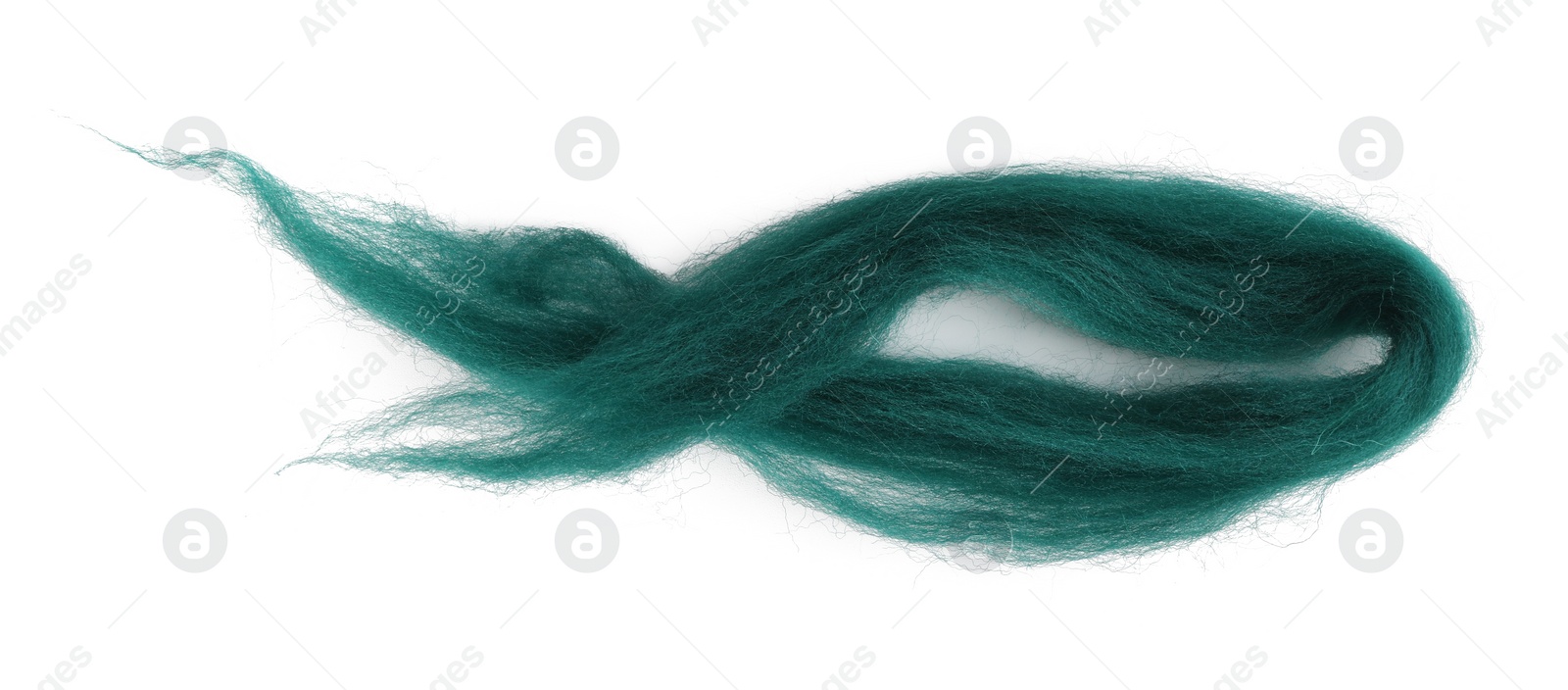 Photo of One green felting wool isolated on white, top view