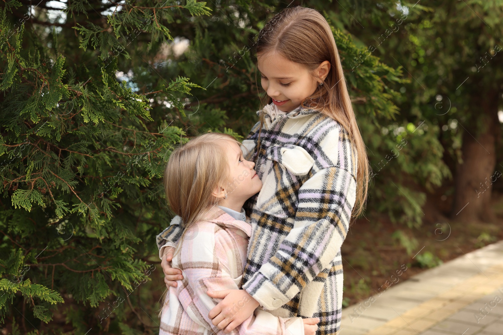 Photo of Cute little sisters spending time together outdoors