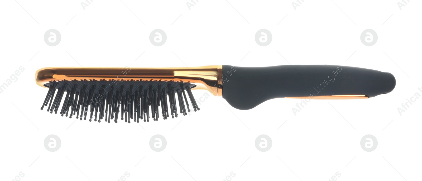 Photo of New modern hair brush isolated on white