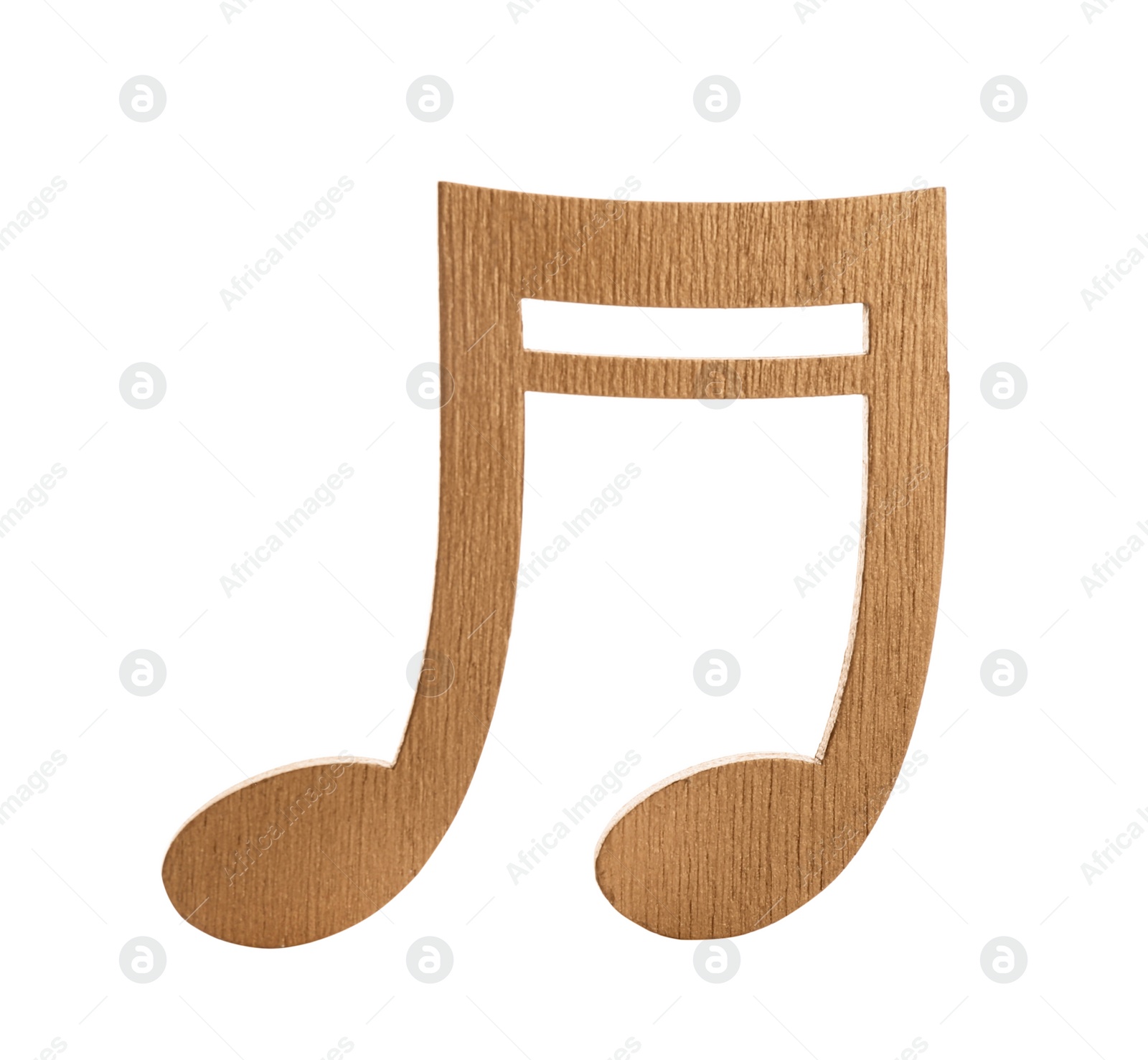 Photo of Brown wooden music note isolated on white