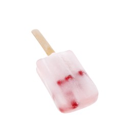 Photo of Tasty ice pop isolated on white. Fruit popsicle