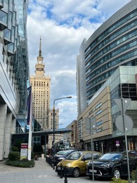 Photo of WARSAW, POLAND - JULY 17, 2022: View on Palace of Culture and Science from city street