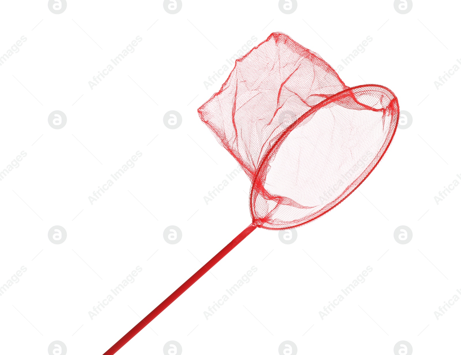 Photo of Bright red butterfly net isolated on white