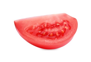 Piece of red ripe tomato isolated on white