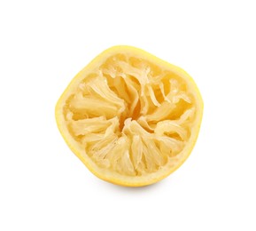 Photo of Half of squeezed lemon isolated on white