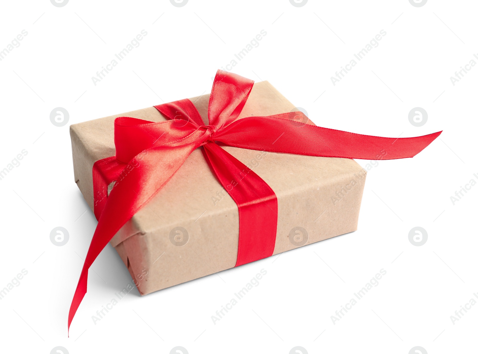 Photo of Beautifully wrapped gift box on white background