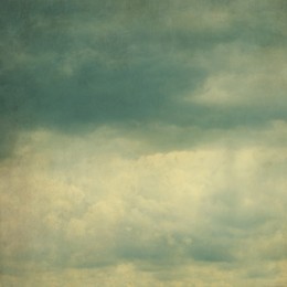 View of beautiful sky with clouds. Retro style filter 