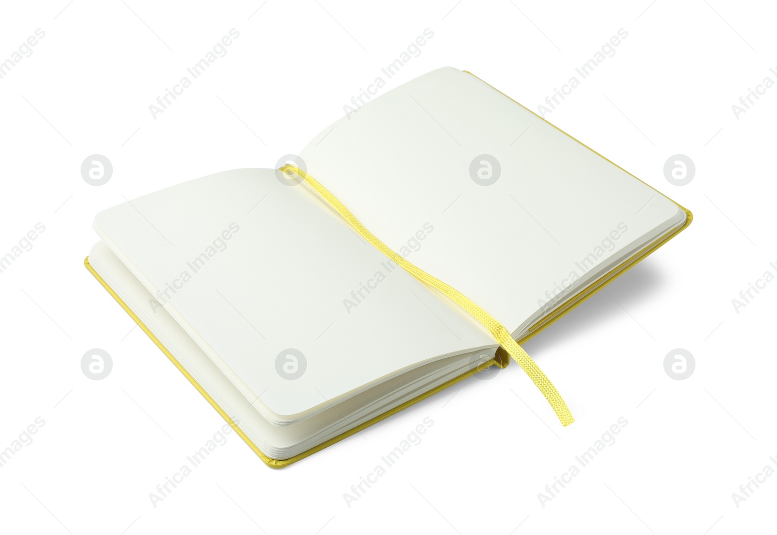 Photo of Open notebook with blank pages isolated on white