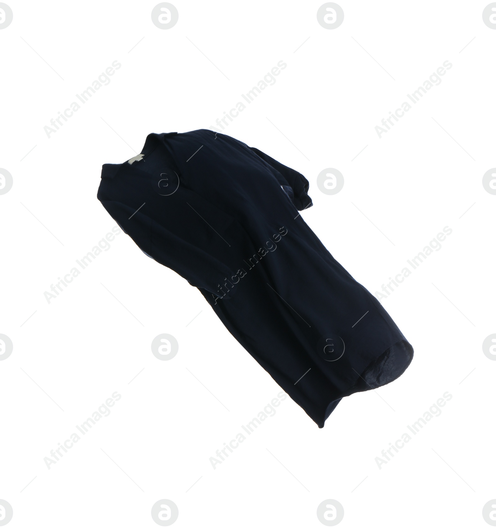 Photo of Black t-shirt isolated on white. Stylish clothes