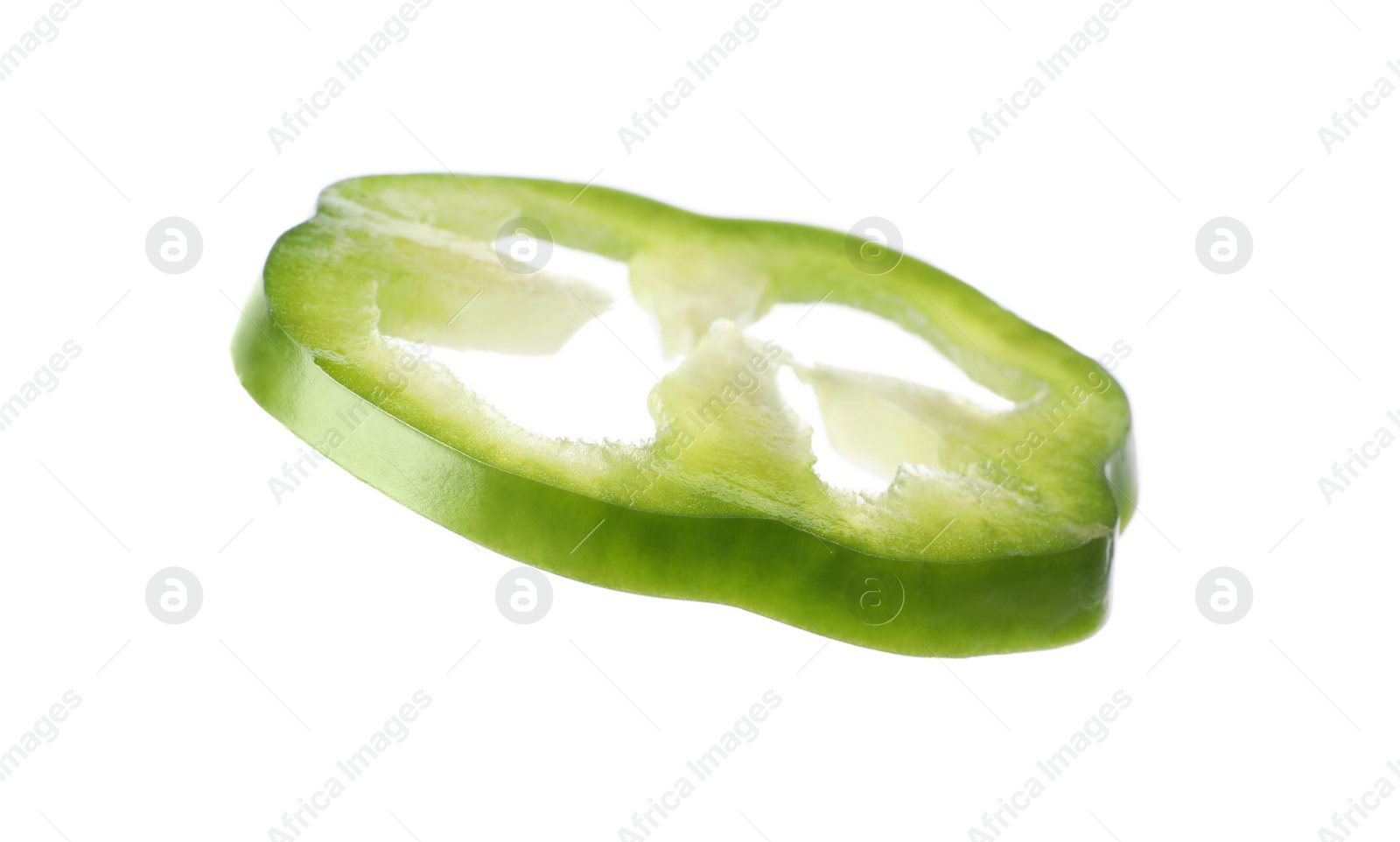 Photo of Cut fresh bell pepper on white background