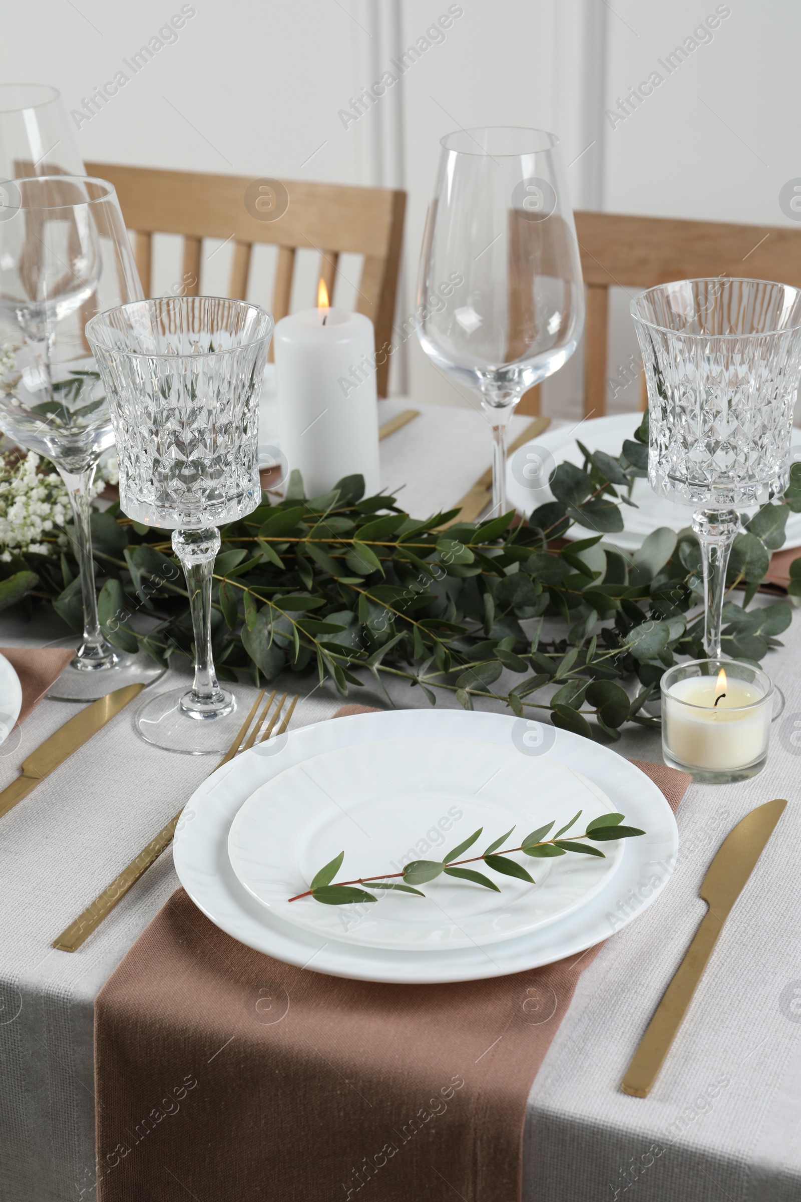 Photo of Stylish elegant table setting for festive dinner indoors