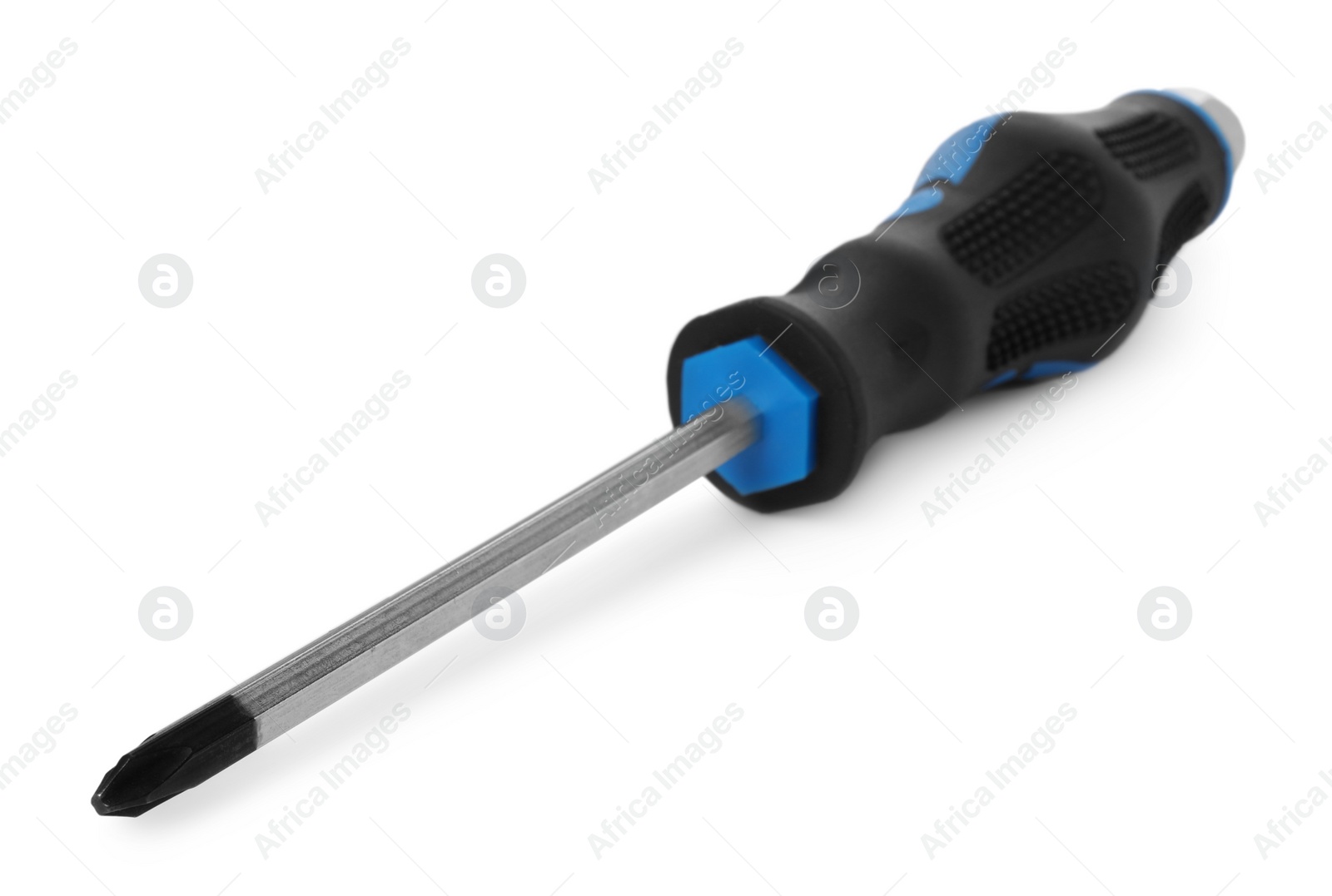 Photo of One screwdriver with color handle isolated on white