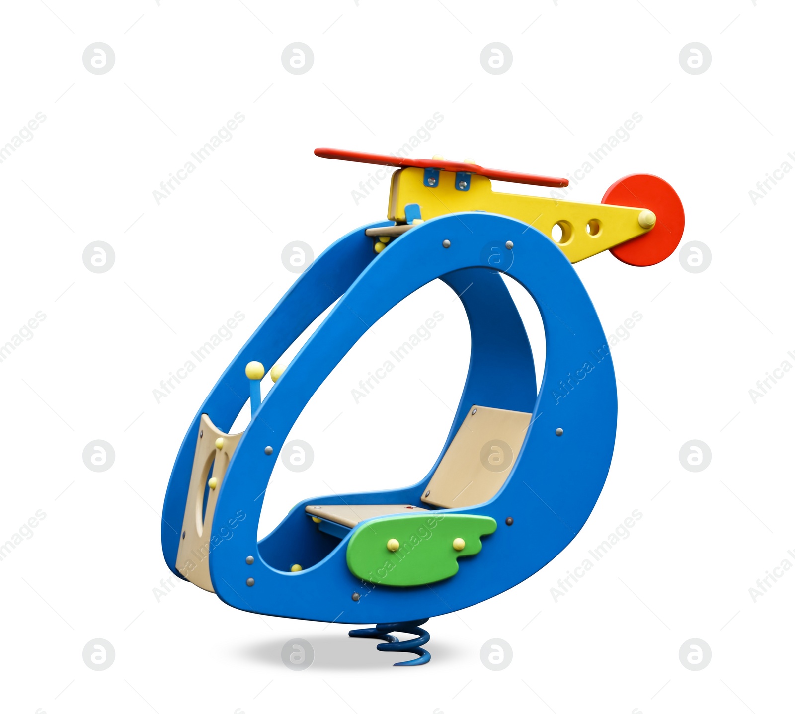 Image of Helicopter spring rider isolated on white. Modern playground equipment