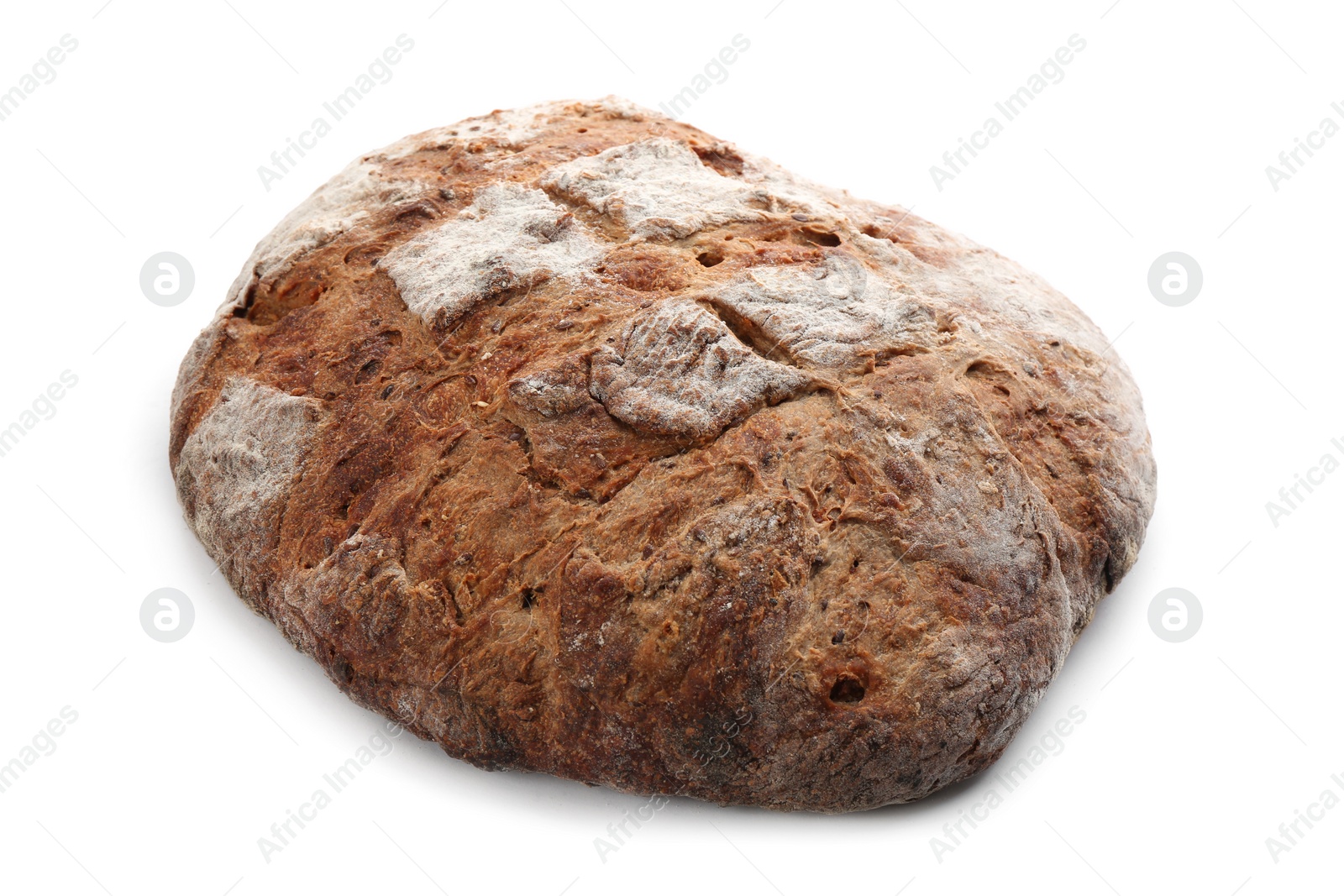 Photo of Loaf of delicious fresh bread isolated on white