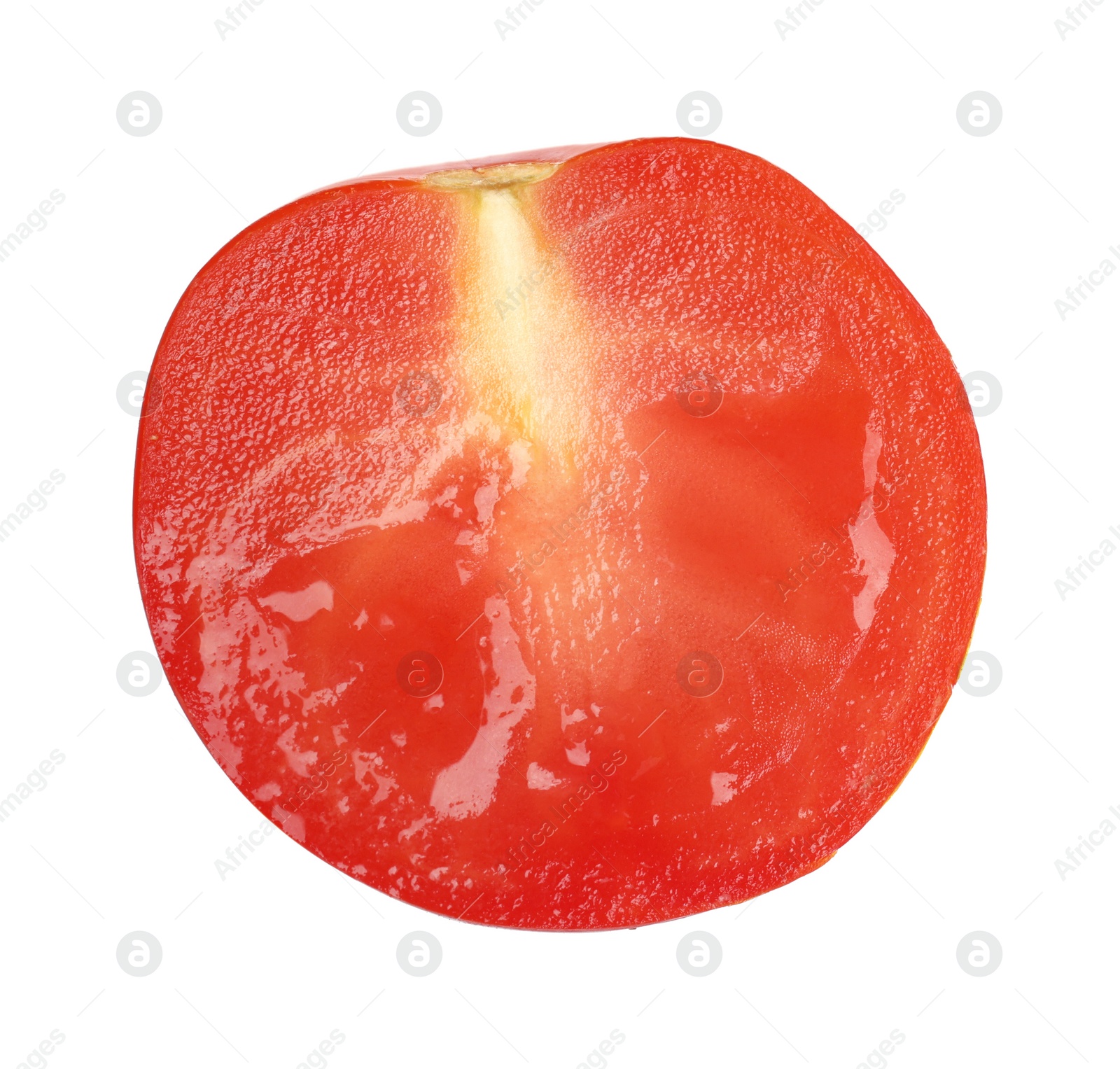 Photo of Half of fresh ripe tomato isolated on white