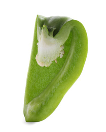 Photo of Cut green bell pepper isolated on white