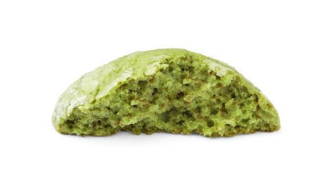 Piece of tasty matcha cookie isolated on white