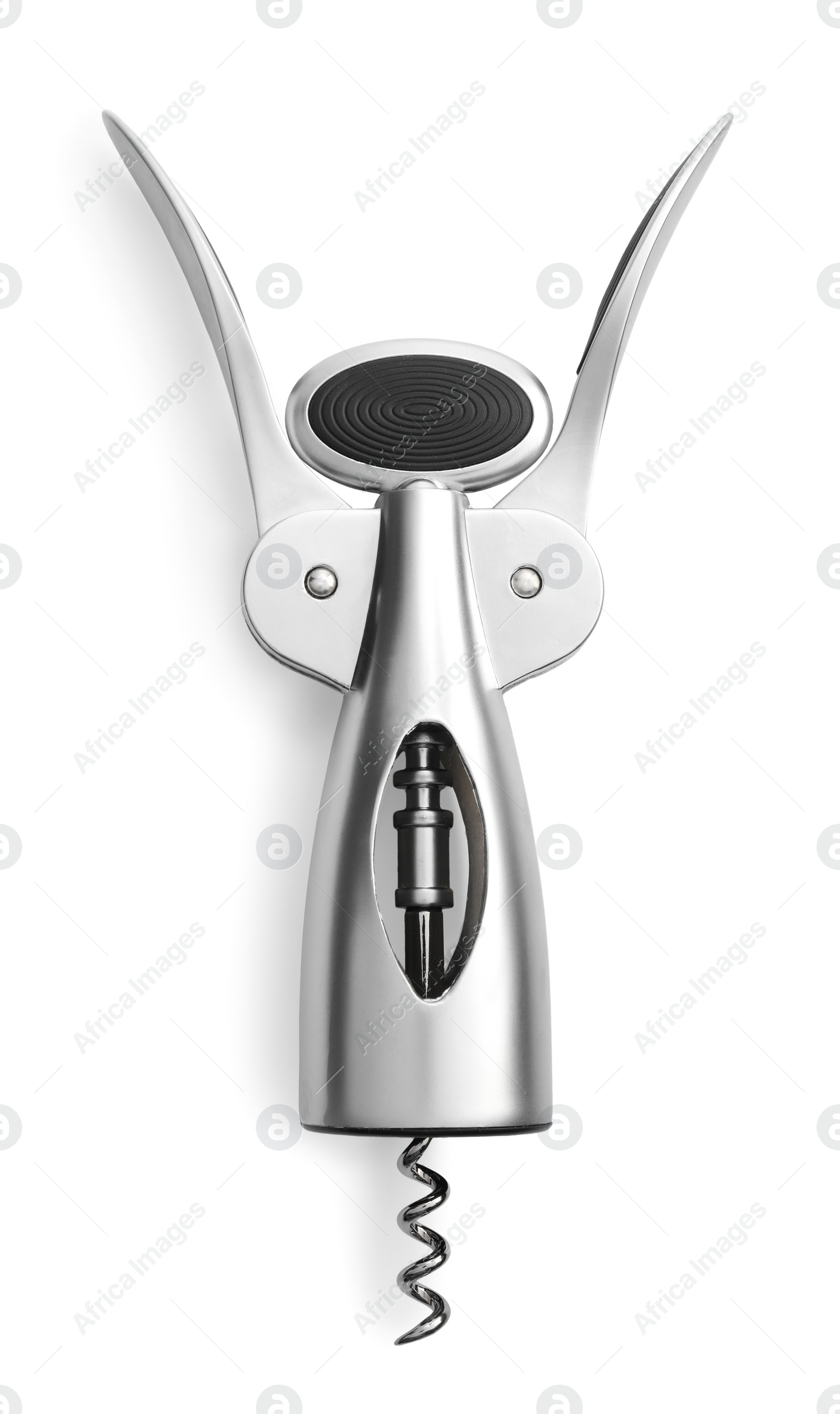 Photo of One wing corkscrew isolated on white, top view