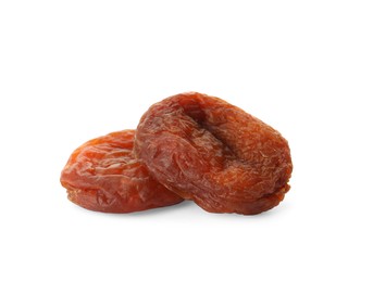 Photo of Tasty dried apricots isolated on white. Healthy snack