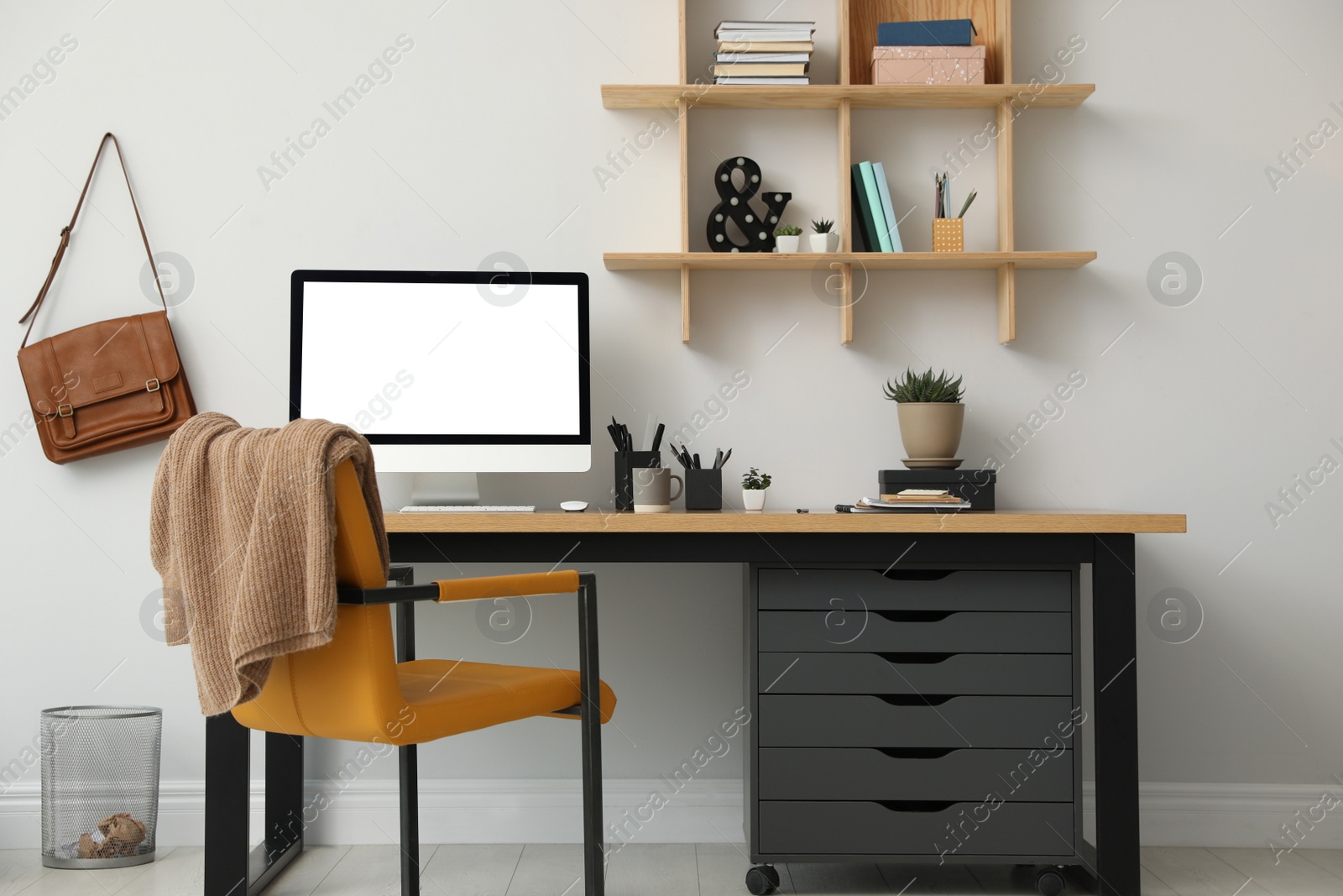 Photo of Stylish room interior with modern comfortable workplace