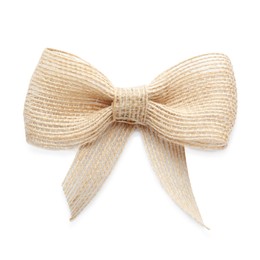 Photo of Pretty bow made of burlap isolated on white