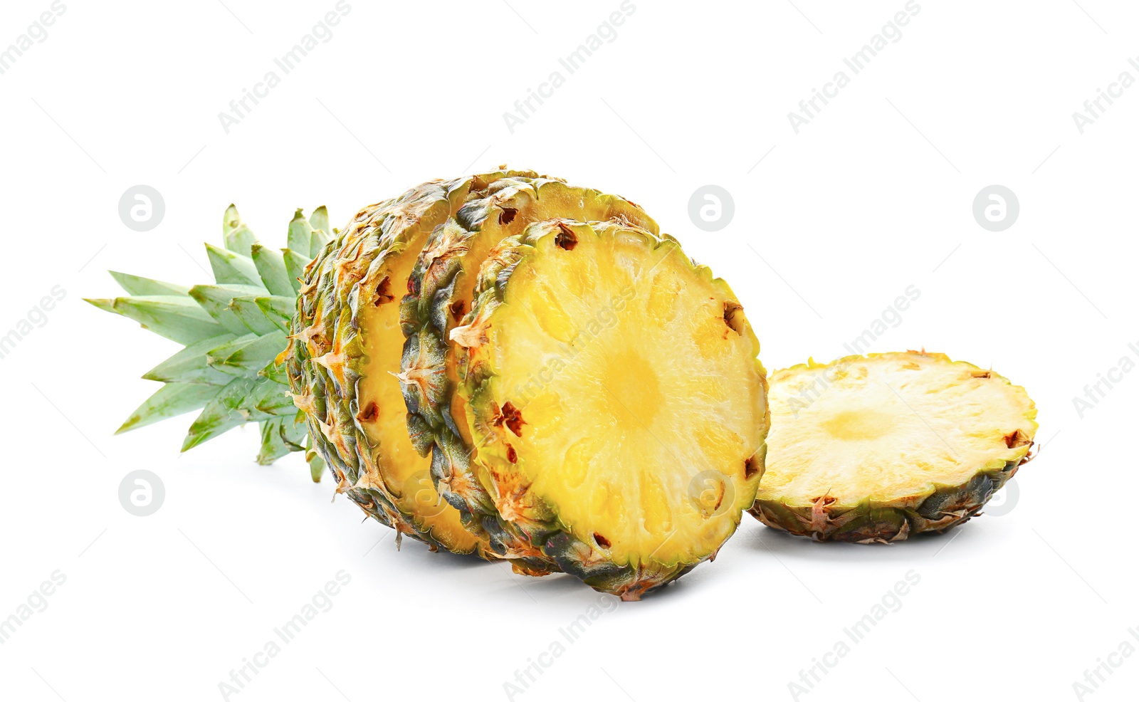 Photo of Cut fresh pineapple on white background