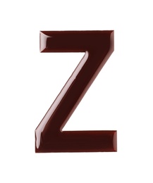 Photo of Chocolate letter Z on white background, top view