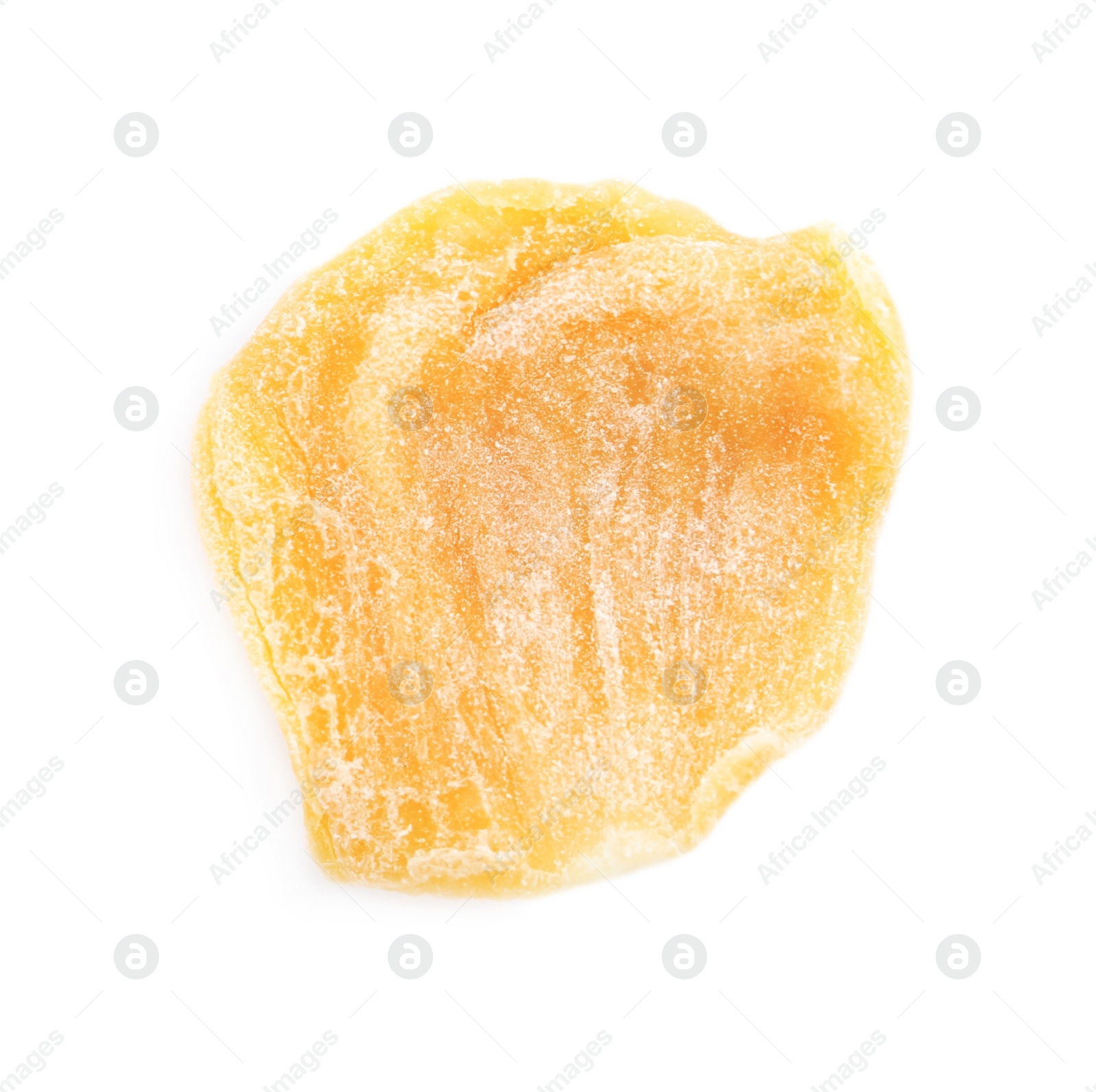 Photo of Sweet dried jackfruit slice isolated on white, top view