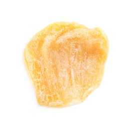 Photo of Sweet dried jackfruit slice isolated on white, top view