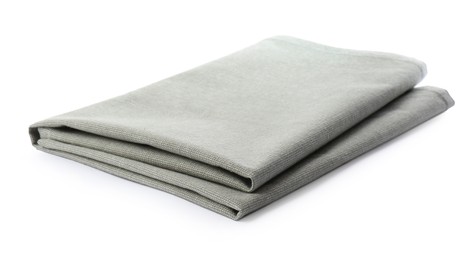 Photo of Light grey towel for kitchen isolated on white