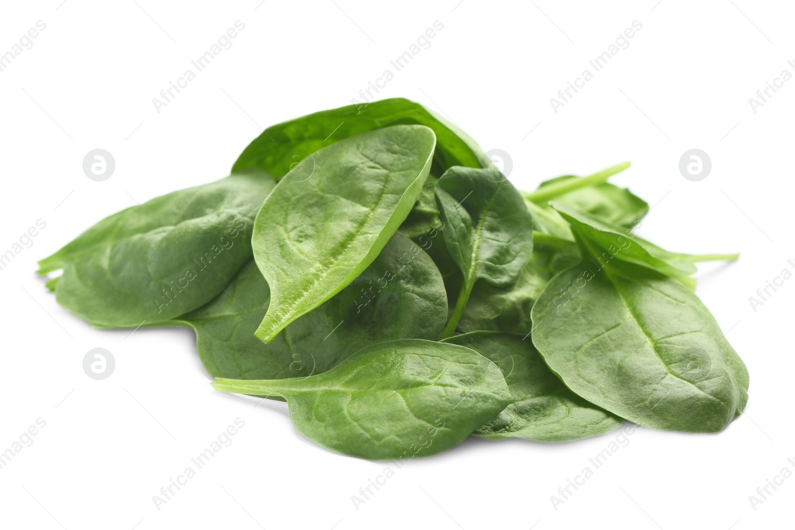 Photo of Pile of fresh spinach leaves isolated on white