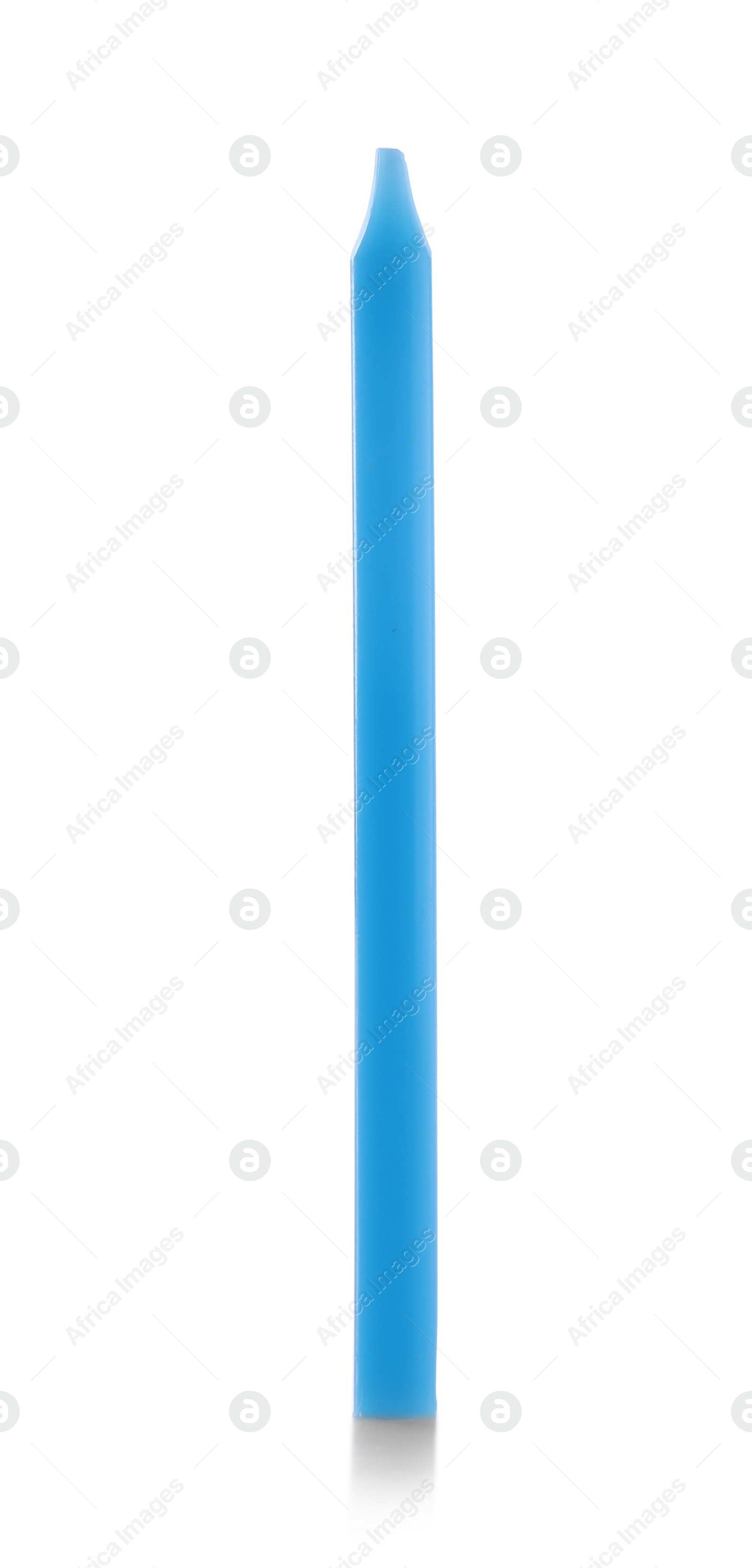 Photo of Thin blue birthday candle isolated on white