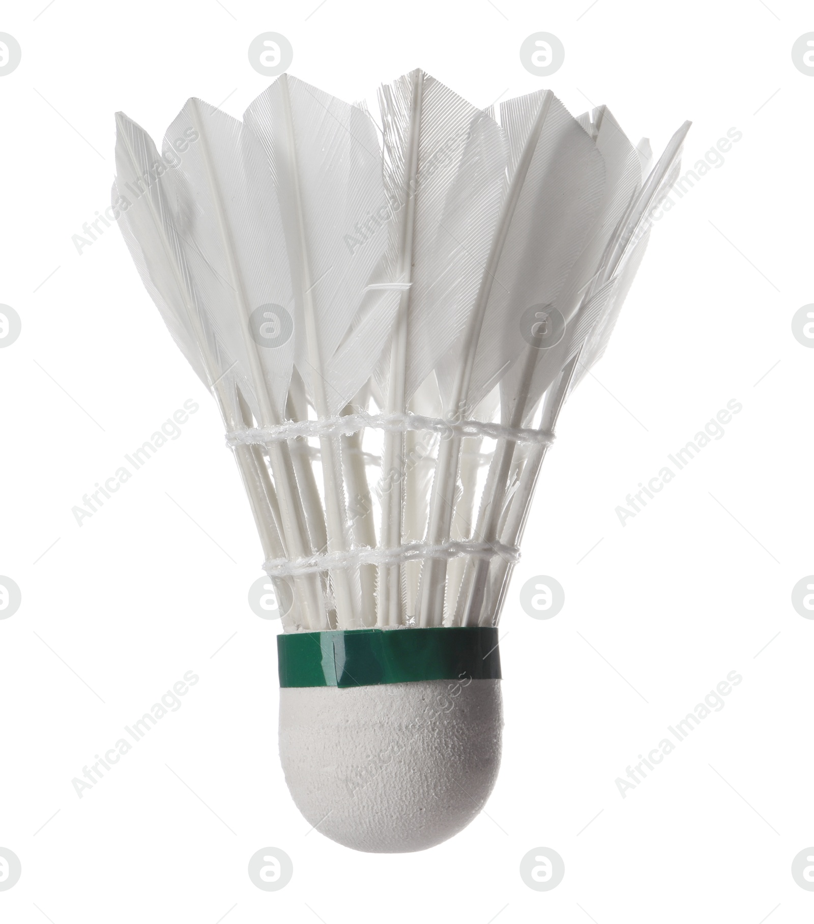 Photo of One feather badminton shuttlecock isolated on white