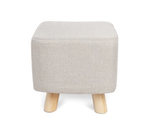 Stylish new beige ottoman isolated on white