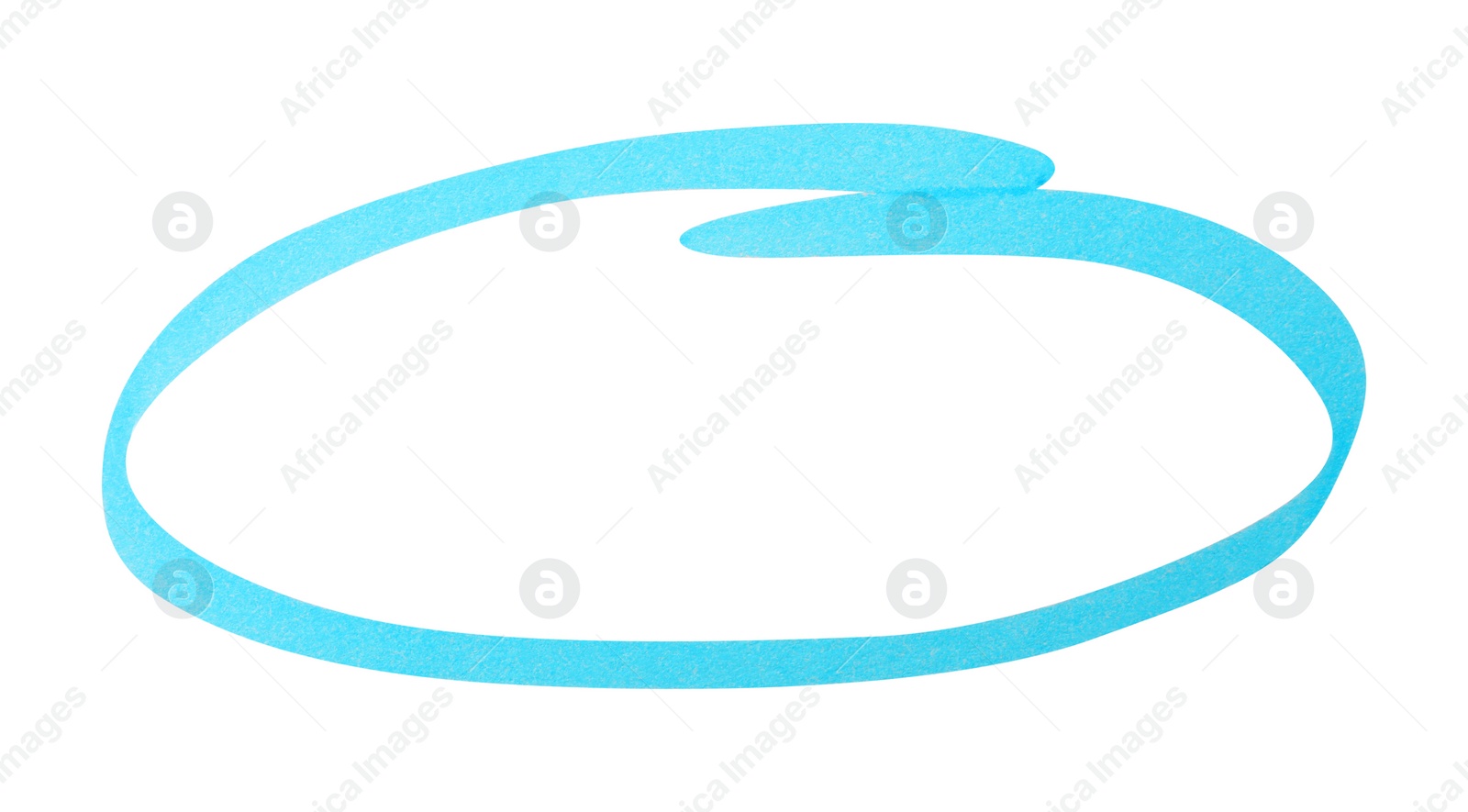 Photo of Ellipse drawn with light blue marker on white background, top view