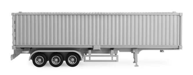 Photo of Toy truck container isolated on white. Export concept