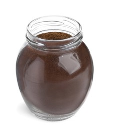 Glass jar of instant coffee isolated on white