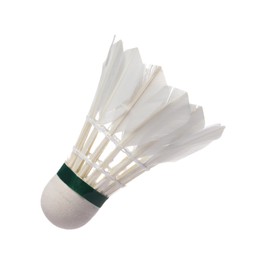 Photo of One feather badminton shuttlecock isolated on white