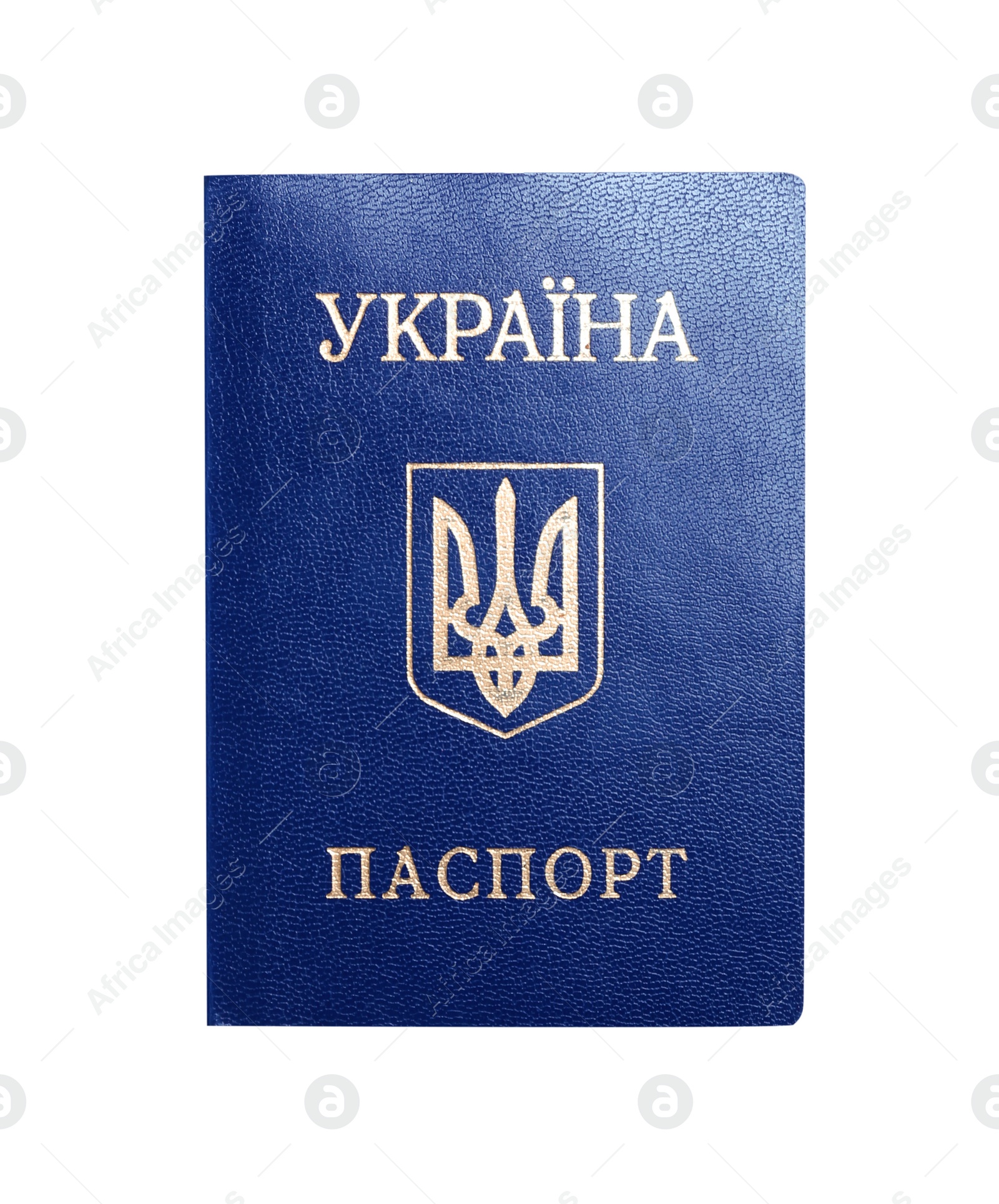 Photo of Ukrainian internal passport on white background, top view